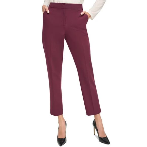 Tommy Hilfiger Women's Sloane Slim-Leg Ankle Pants Winetasting Size 10 - Picture 1 of 3